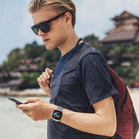 img 3 attached to 🔗 Металлические браслеты HAPAW для Fitbit Sense/Versa 3 - Дышащий браслет из нержавеющей стали с магнитным замком - Женские/мужские аксессуары для умных часов Sense Advanced.