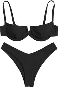 img 4 attached to 👙 Verdusa Women's Underwire Bra High Cut Bikini Set: Stylish Beach Two Piece Bathing Suit