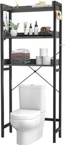 img 4 attached to 🚽 3-Tier Over-The-Toilet Storage Rack, Ecoprsio Bathroom Organizer Shelf, Freestanding Space Saver Toilet Stand with 4 Hooks - Grey Brown
