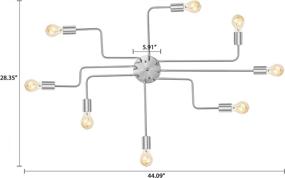 img 3 attached to 💡 BAYCHEER Industrial Vintage Style Wrought Iron Metal Flush Mount Ceiling Light Lamp with 8 E26 Bulb Sockets - Nickel Finish