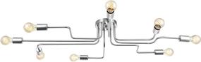 img 1 attached to 💡 BAYCHEER Industrial Vintage Style Wrought Iron Metal Flush Mount Ceiling Light Lamp with 8 E26 Bulb Sockets - Nickel Finish