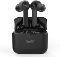 32+ hours base line true wireless earbuds headphones: bluetooth 5, dual-mic noise canceling, charging case. deep bass sound headset, small earphones for android samsung & iphone (with volume control) logo