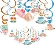 🍵 enhance your tea time party with kristin paradise 30ct hanging swirl decorations - perfect for english tea ceremony, alice in wonderland theme, vintage floral decor, baby showers, teacup teapot favors! логотип