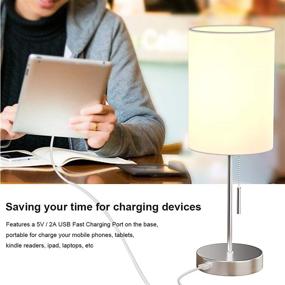 img 3 attached to 💡 DEEPLITE Small Table Lamp Set – Modern USB Bedside Lamps for Bedroom, Living Room, Office – Brushed Nickel Base, White Lampshade