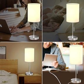 img 1 attached to 💡 DEEPLITE Small Table Lamp Set – Modern USB Bedside Lamps for Bedroom, Living Room, Office – Brushed Nickel Base, White Lampshade