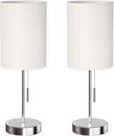 💡 deeplite small table lamp set – modern usb bedside lamps for bedroom, living room, office – brushed nickel base, white lampshade логотип