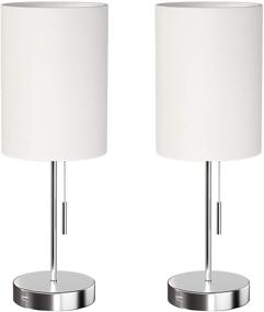 img 4 attached to 💡 DEEPLITE Small Table Lamp Set – Modern USB Bedside Lamps for Bedroom, Living Room, Office – Brushed Nickel Base, White Lampshade