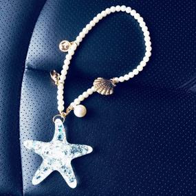 img 1 attached to 🌟 Starfish Beads Car Pendant: Exquisite Rearview Mirror Hanging Decoration and Interior Accessory