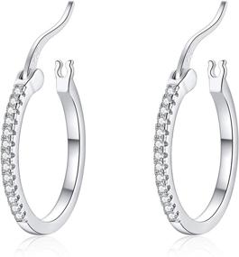 img 3 attached to 💎 Hypoallergenic Cubic Zirconia Sterling Silver Small Hoop Earrings for Women - Silver Hoop Earrings for Girls