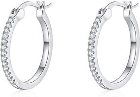 img 1 attached to 💎 Hypoallergenic Cubic Zirconia Sterling Silver Small Hoop Earrings for Women - Silver Hoop Earrings for Girls