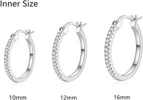 img 2 attached to 💎 Hypoallergenic Cubic Zirconia Sterling Silver Small Hoop Earrings for Women - Silver Hoop Earrings for Girls