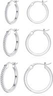 💎 hypoallergenic cubic zirconia sterling silver small hoop earrings for women - silver hoop earrings for girls logo