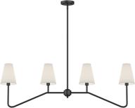 classic chandeliers: electro bp47w 4-light linear kitchen island lighting fixture in matt black with white linen shades - 160w logo