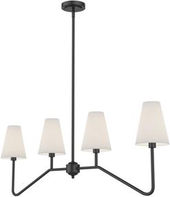 img 2 attached to Classic Chandeliers: Electro BP47W 4-Light Linear Kitchen Island Lighting Fixture in Matt Black with White Linen Shades - 160W