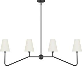 img 3 attached to Classic Chandeliers: Electro BP47W 4-Light Linear Kitchen Island Lighting Fixture in Matt Black with White Linen Shades - 160W