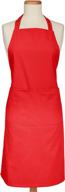 👨 mukitchen crimson cotton apron with large pockets, 35-inches, adjustable herringbone weave logo