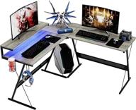 enhance your gaming experience with bestier l-shaped gaming desk 51” computer desk – rgb strip, ergonomic stand, cup holder, and more! логотип