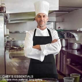 img 1 attached to Jubatus 1 Pack Adjustable Bib Apron for Women Men - 100% Cotton Cooking Chef Kitchen Aprons with 2 Pockets, in Black