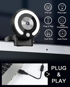 img 3 attached to 📸 Ultra HD Streaming Webcam with Ring Light, Built-in Microphone, 3-Level Brightness & 3 Colors, Auto-Focus, Tripod Included - Perfect for Live Streaming, YouTube, Skype & Zoom