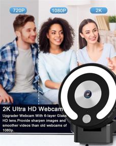 img 1 attached to 📸 Ultra HD Streaming Webcam with Ring Light, Built-in Microphone, 3-Level Brightness & 3 Colors, Auto-Focus, Tripod Included - Perfect for Live Streaming, YouTube, Skype & Zoom