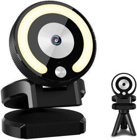 img 4 attached to 📸 Ultra HD Streaming Webcam with Ring Light, Built-in Microphone, 3-Level Brightness & 3 Colors, Auto-Focus, Tripod Included - Perfect for Live Streaming, YouTube, Skype & Zoom