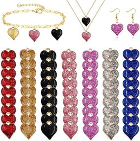 img 4 attached to Arogheiz 70 Pcs Love Heart Shape Charm Pendants: Perfect for 💖 DIY Bracelets, Necklaces, Earrings and Jewelry Making, Beautiful Birthday Gift Set (7 Colors-70Pcs)