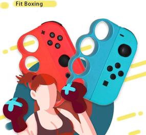 img 1 attached to 🎮 HagieNu Portable Finger Clasp Hand Grip for Nintendo Switch Fitness Boxing Games - Set of 2 (Blue/Red)