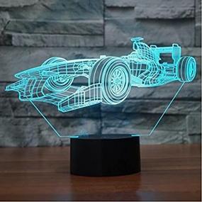 img 3 attached to Enhance Your Space with SUPERIORVZND F1 Racing Shapes 3D Night Light: Touch Table Desk Optical Illusion Lamp, 7 Color Changing Lights - Perfect Home Decoration & Xmas Birthday Gift