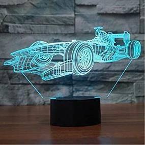 img 2 attached to Enhance Your Space with SUPERIORVZND F1 Racing Shapes 3D Night Light: Touch Table Desk Optical Illusion Lamp, 7 Color Changing Lights - Perfect Home Decoration & Xmas Birthday Gift