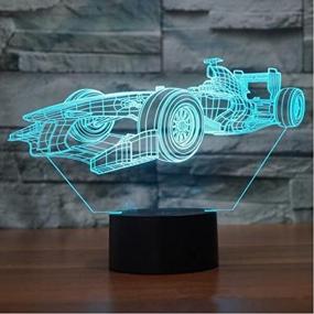 img 1 attached to Enhance Your Space with SUPERIORVZND F1 Racing Shapes 3D Night Light: Touch Table Desk Optical Illusion Lamp, 7 Color Changing Lights - Perfect Home Decoration & Xmas Birthday Gift