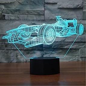 img 4 attached to Enhance Your Space with SUPERIORVZND F1 Racing Shapes 3D Night Light: Touch Table Desk Optical Illusion Lamp, 7 Color Changing Lights - Perfect Home Decoration & Xmas Birthday Gift