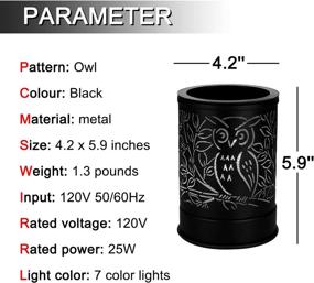 img 2 attached to 🦉 SHENGQINGTOP Owl Plug-in Wax Melt Warmer with 7 Colors LED Lighting for Scented Wax – Electric Wax Burner Melter Candle Warmer for Home, Office, Spa, Yoga, Meditation – Black