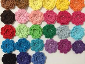 img 3 attached to 🌈 Vibrant Rainbow Collection: 20PC Pepperlonely Brand Eight Petals 2 Inch Crocheted Flower Appliques Embellishments