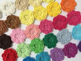 img 2 attached to 🌈 Vibrant Rainbow Collection: 20PC Pepperlonely Brand Eight Petals 2 Inch Crocheted Flower Appliques Embellishments