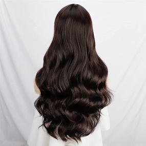 img 1 attached to 👩 AISI HAIR Long Curly Brown Wig with Bangs - 24 Inch Brunette Dark Brown Synthetic Fiber Natural Looking Hair Wig for Women, Ideal for Daily & Party Use