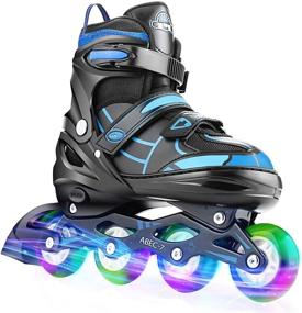 img 4 attached to 🛼 Hikole Inline Skate with Light Up Wheels for Kids, Teens, and Adults - Adjustable Blades Roller Skates for Indoor and Outdoor Use