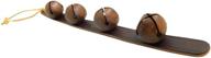 🔔 vintage rustic hanging sleigh bells for door, shopkeepers bell on brown leather strap logo