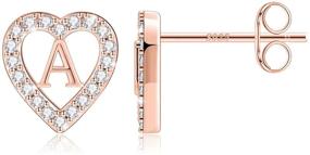 img 4 attached to 💖 Adorable Heart Initial Stud Earrings for Girls - Gold Plated, Hypoallergenic, Cubic Zirconia Encrusted!