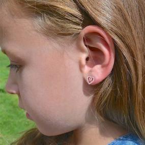 img 3 attached to 💖 Adorable Heart Initial Stud Earrings for Girls - Gold Plated, Hypoallergenic, Cubic Zirconia Encrusted!