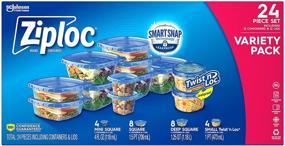 img 4 attached to 🍱 Reusable Food Storage Containers for Kitchen Organization - Ziploc Meal Prep, Dishwasher Safe, Variety Pack, 24 Piece Set