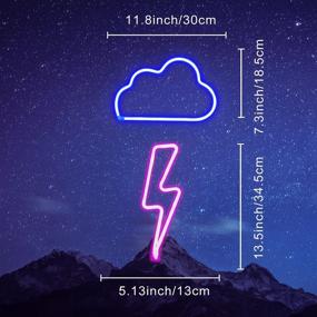 img 1 attached to Неоновые вывески Pink Lightning Bolt Blue Cloud Light Battery & Amp