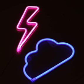 img 3 attached to Neon Signs Pink Lightning Bolt Blue Cloud Light Battery &Amp