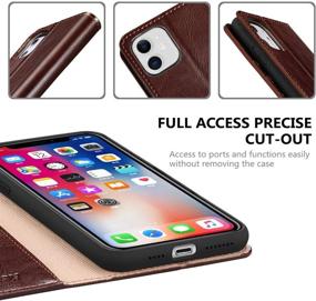 img 2 attached to 📱 Belemay iPhone 11 Wallet Case, Genuine Cowhide Leather Flip Cover with Card Holder Slots, Kickstand Function, Cash Pockets - Slim Fit Folio Book Design, Brown (6.1-inch)