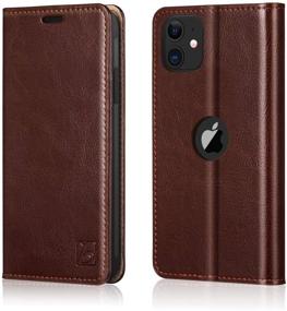 img 4 attached to 📱 Belemay iPhone 11 Wallet Case, Genuine Cowhide Leather Flip Cover with Card Holder Slots, Kickstand Function, Cash Pockets - Slim Fit Folio Book Design, Brown (6.1-inch)