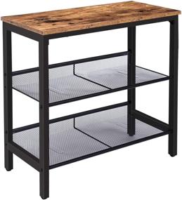 img 4 attached to 🏞️ HOOBRO 3-Tier Narrow End Table with Adjustable Shelves for Small Spaces - Rustic Brown and Black BF23BZ01