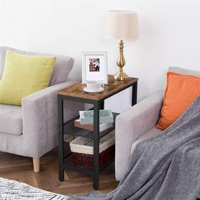 img 2 attached to 🏞️ HOOBRO 3-Tier Narrow End Table with Adjustable Shelves for Small Spaces - Rustic Brown and Black BF23BZ01