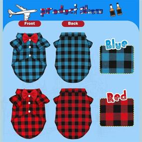 img 2 attached to 🐶 GINDOOR 2 Pack Plaid Dog Shirt - Adorable Boy Dog Clothes and Bow Tie Combo for Small, Medium, Large Dogs & Cats; Perfect for Birthday Parties and Holiday Photos