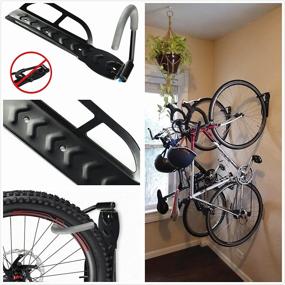 img 3 attached to 🚲 WALMANN Heavy-duty Vertical Wall Mount Bike Rack - Pack of 2 with Storage System, Bike Hooks and Screw Included - Ideal for Garage