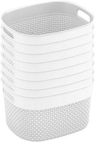 img 4 attached to 📦 Curver Set of 8 Purl Small Decorative Plastic Organization and Storage Baskets - Versatile Bins for Home Office, Closet Shelves, Kitchen Pantry, and Bedroom Essentials - 6.3QT/6L, White, 8 Count