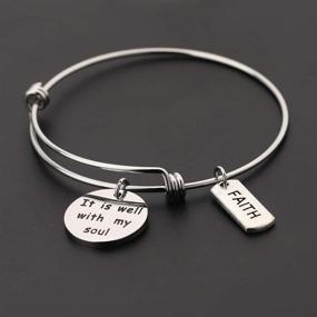 img 2 attached to 🌟 CHOROY It is Well with My Soul Bangle Bracelet: Scripture Bracelet for Religious Faith - Inspiring Jewelry & Thoughtful Gift